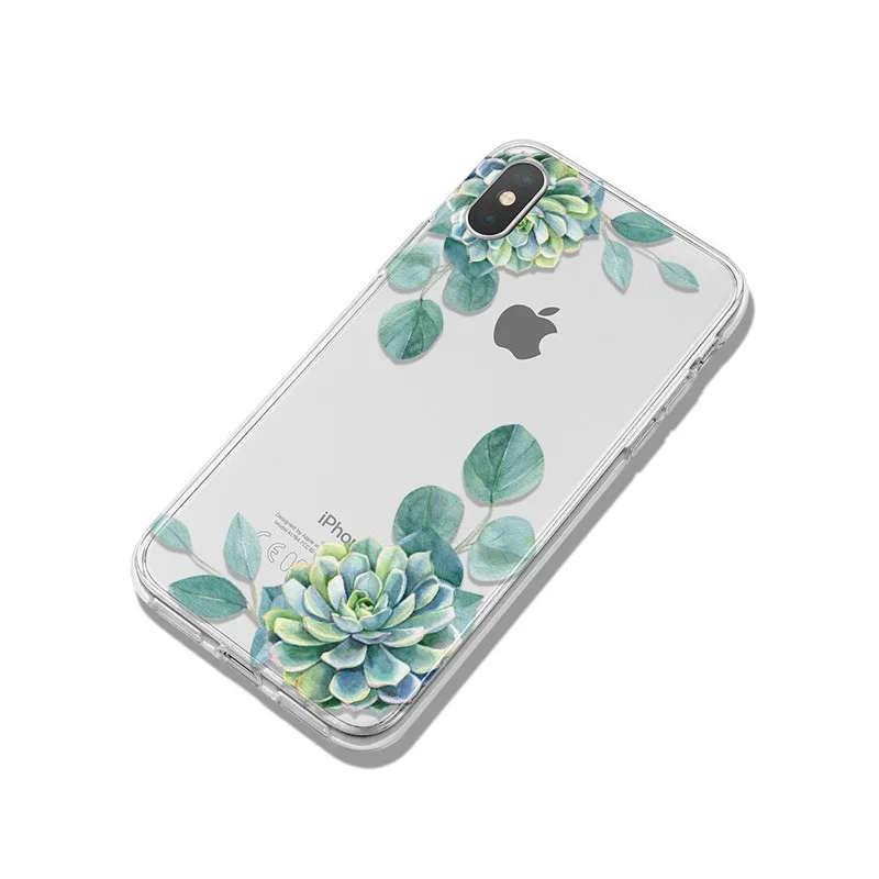 

Cute Flower Cactus For iPhone 7 8 Plus 6 6S Plus Fundas Luxury Clear Soft TPU For iPhone 11 Pro MAX XS XR X SE 2020 Cases Cover