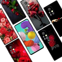 beautiful red roses for huawei nova 9 8 7 6 se 7i 5t 5i 5z 5 4e 4 3i 3 e 2i 2 lite pro 2017 black phone case funda capa