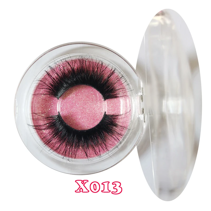 X013-Round box 25 мм макияж ресницы 3D норковые ресницы Заказные Ресницы упаковка пушистые крест накрест драматические норковые Накладные ресницы ручной работы 66 - Цвет: X013-Round box