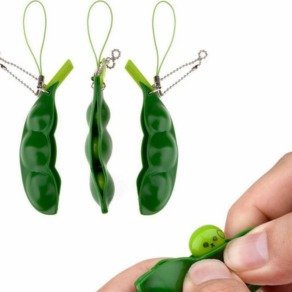 

Squishy Squeeze Peas Beans Keychain Cute Stress Adult Toy Fidget Toys Decompression Edamame ToysRubber Boys Xmas Gift