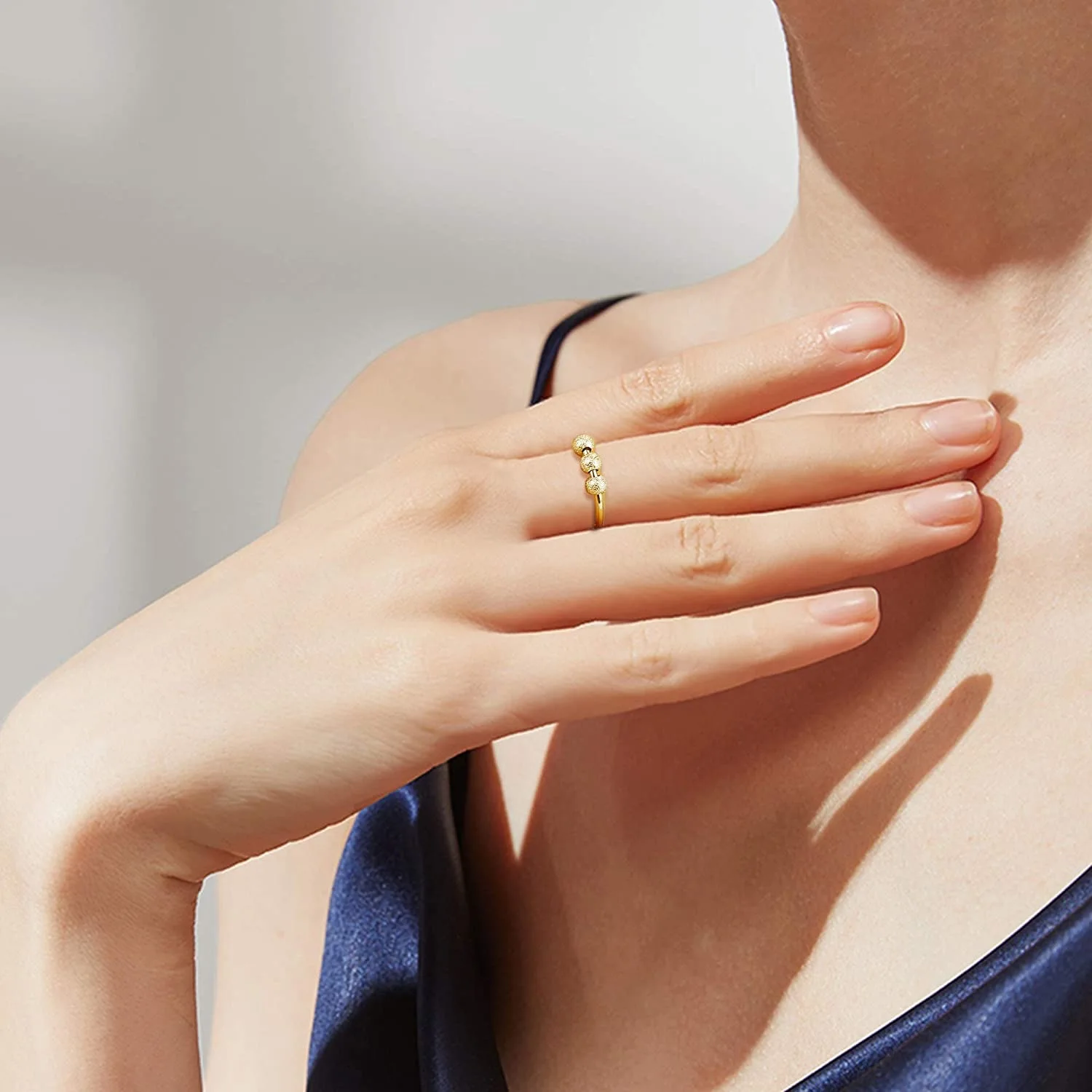 

2021 fidget beads rings set for women Rotate Freely Anti Stress Anxiety Ring Single Coil Antistress Spiral Beads Rotate jewlery