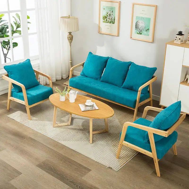 Balcony Fabric Small Family Single Double Three Nordic Solid Wood Combination Modern Simple Whole Package Japanese Sofa Chair |