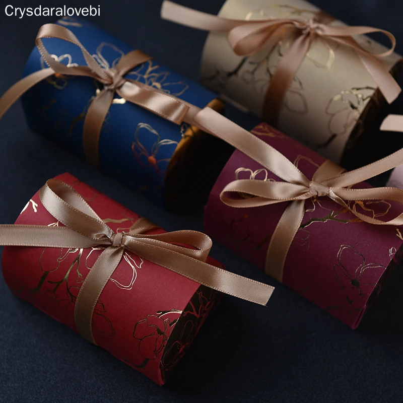 

20 шт Роскошная бронзовая коробка конфет с лентой, подарочная коробка шоколада для детского душа, вечерние товары для дня рождения, свадьбы