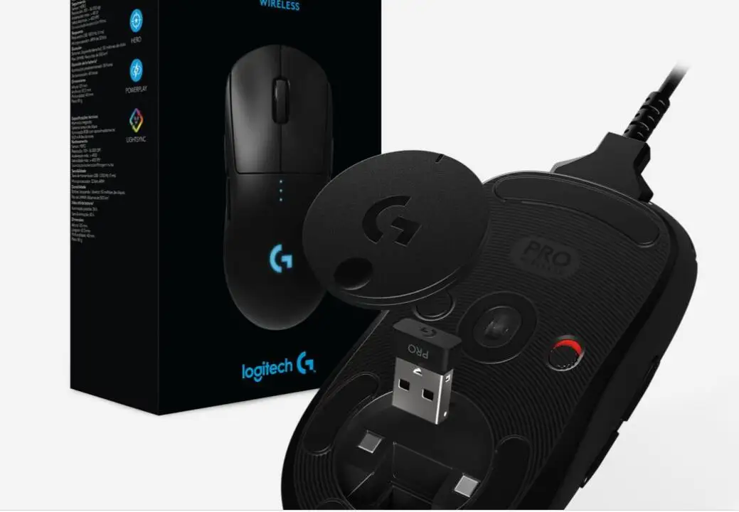 Беспроводная игровая мышь logitech G PRO, RGB, двойной режим с датчиком HERO 16K dpi, лазерная геймерская мышь LIGHTSPEED, Совместимость с POWERPLAY
