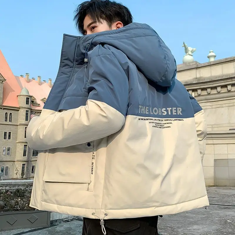 

Winter Thick Cotton Padded Jacket Men‘s Korean Style Trendy Hooded Tooling Outer Wear Youth Handsome Down Padded Coats-40