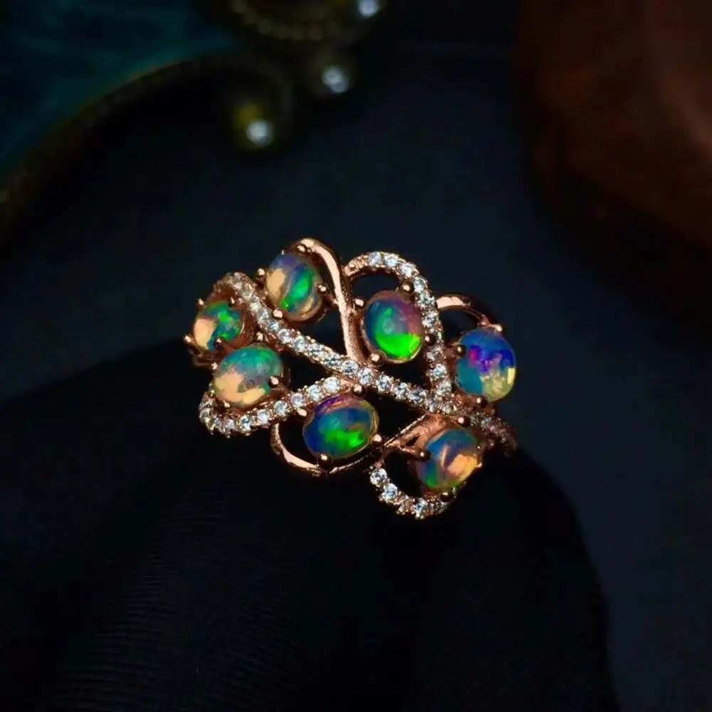 100% Natural And Real Fire Opal Ring Solid 925 Sterling Silver For Women Colour Gem Stone Rings Fine Jewelry | Украшения и