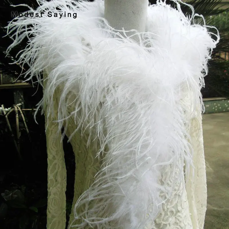 Роскошные пуховые шали из страусиного меха цвета слоновой кости свадебные