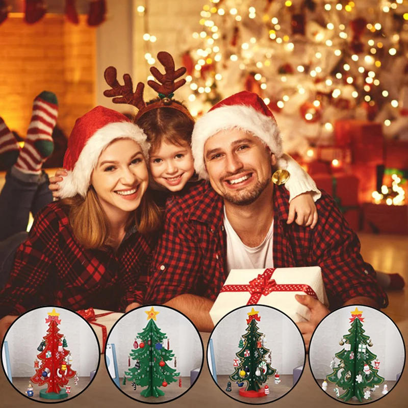 

Handmade Stereo Creative DIY Wooden Christmas Tree Decoration Christmas Gift Ornament Xmas Tree Ornaments