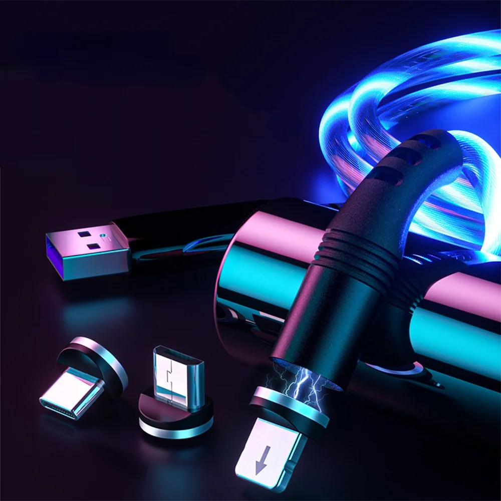 Магнитный светящийся кабель Usb Type-C 3 в 1 для зарядки Iphone | Мобильные телефоны и