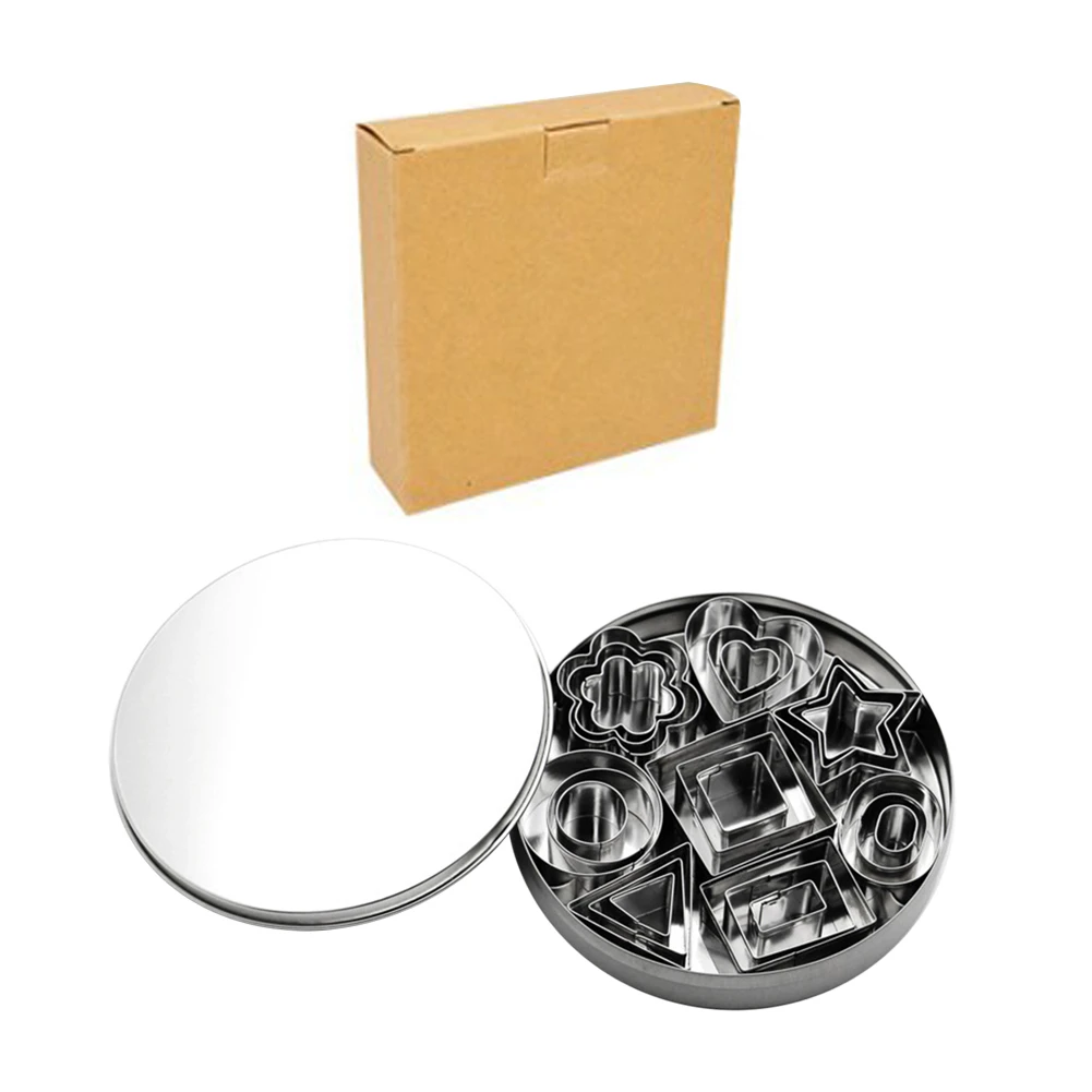 

24Pcs/set Kitchen Cookie Cutter Stainless Steel Fondant Cake Baking Mold Round Heart Flower Star Shaped Biscuit Decorating Mould