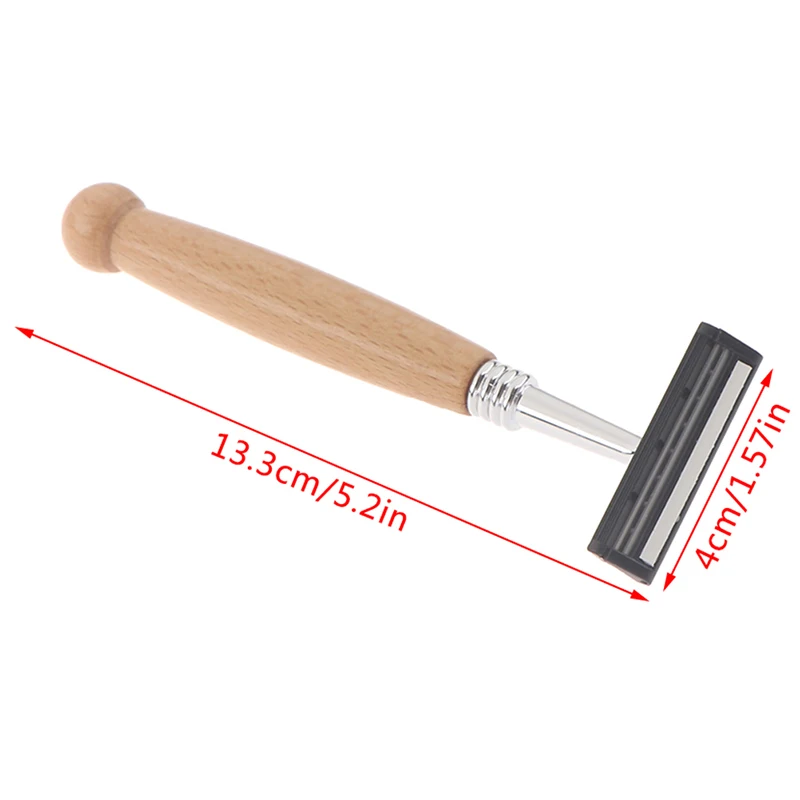 

New 1pcs Wood Handle Razor Non-Disposable Stainless Steel Razor Replaceable Razor Head Retro Beard Knife Men Shaving