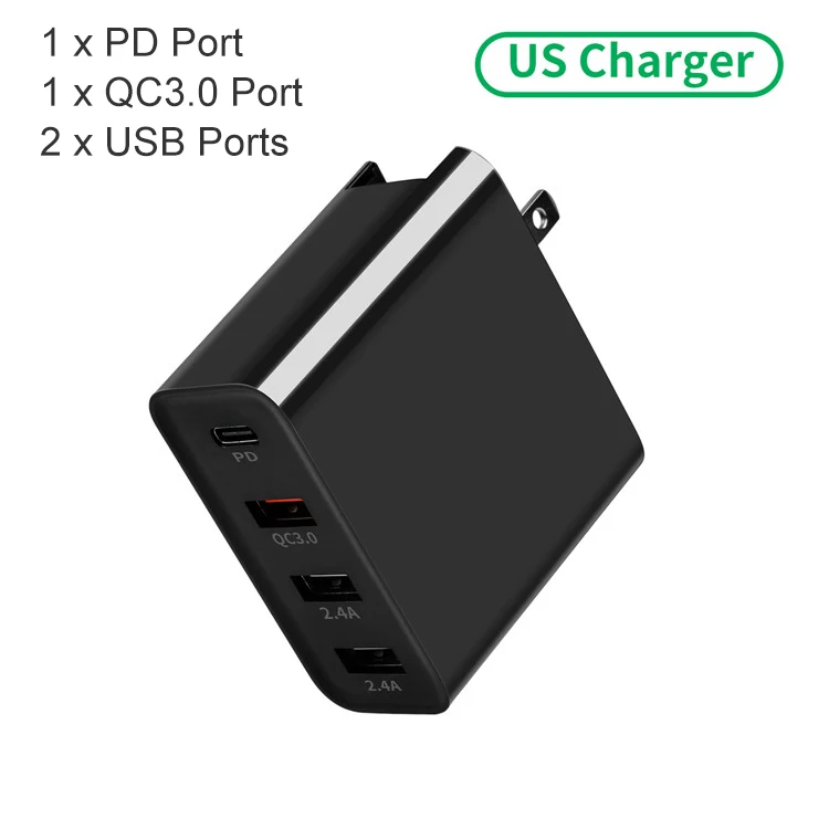 4Ports Black US GOOJODOQ PD зарядное устройство 40 Вт 8 портов USB зарядное устройство умный светодиодный дисплей USB быстрая зарядка для Apple адаптер для IPhone IPad Xiaomi samsung - Тип штекера: 4Ports Black US