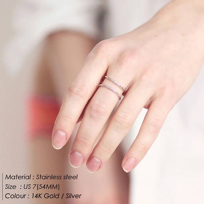 Женские кольца из нержавеющей стали F.I.N.S Двухслойное кольцо средней длины