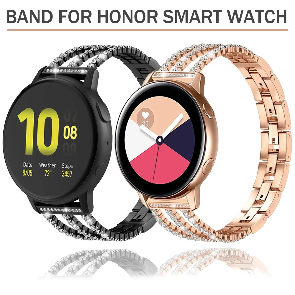 

Women Diamond Stainless Steel Wrist Band for HONOR Watch Magic 2 42mm 46mm Watchband for HONOR ES/GS Pro Strap Bracelet 20/22mm