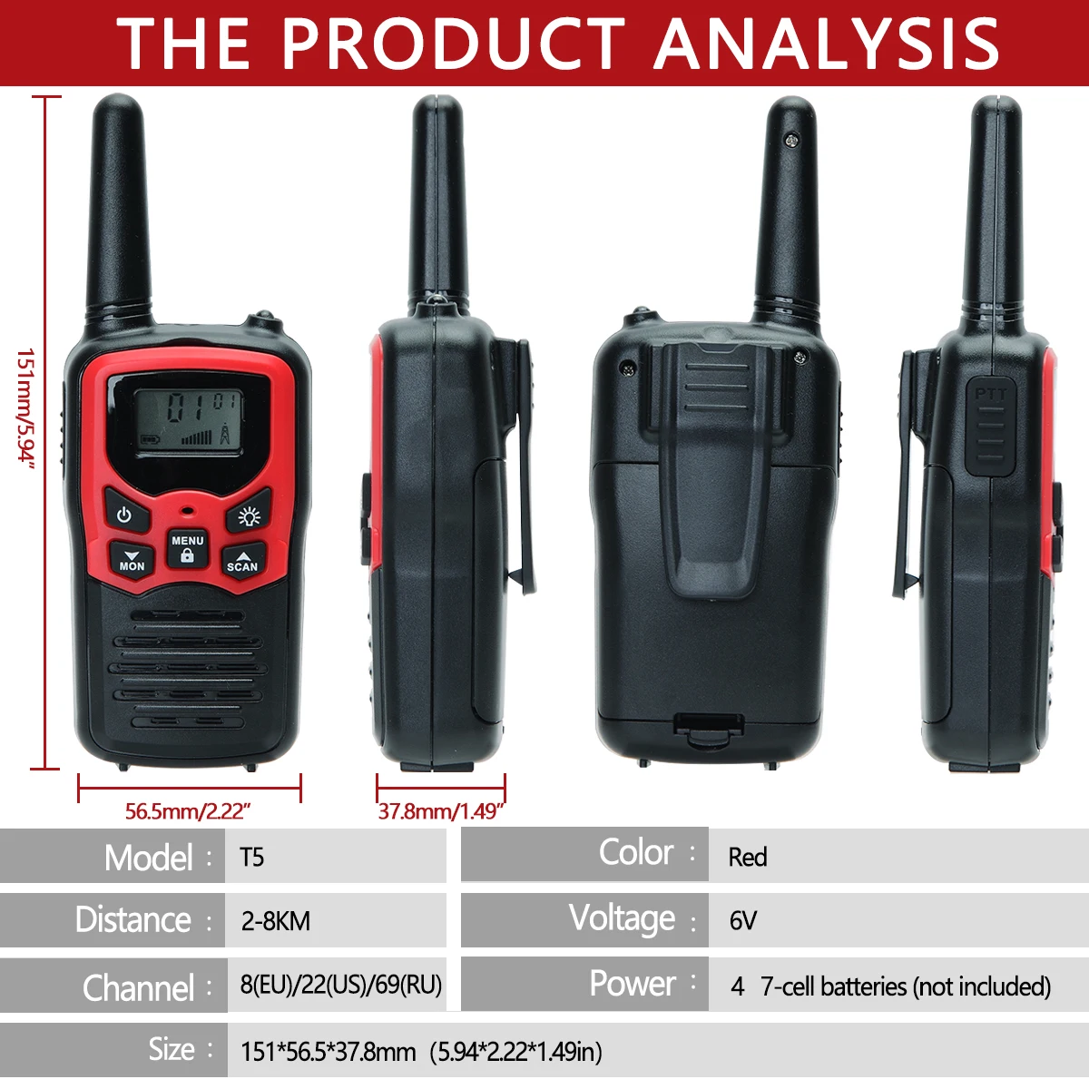 2 или 4 шт. ABBREE T5 мини иди и болтай Walkie Talkie “иди PMR/FRS дальностью до 8 км Ham