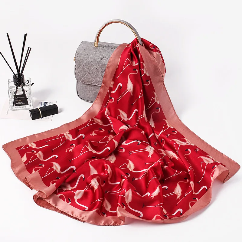 

Small Kerchief Animal Print Hair Scarf For Women Fashion Silk Satin Bag Scarfs Female 70*70cm Square Red Neck Scarves For Ladies