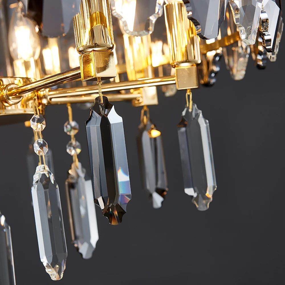 

Luxury crystal chandelier for living room bedroom 2020 round dining room light fixtures clear/Smoke gray crystals hanging lamp