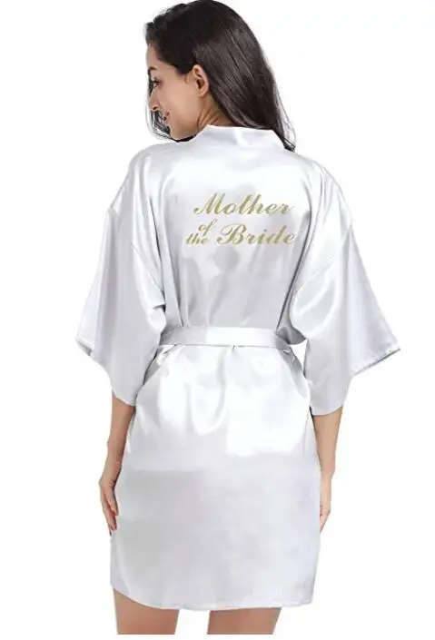 Серебряный халат с золотым шрифтом искусственное кимоно для невесты подружки