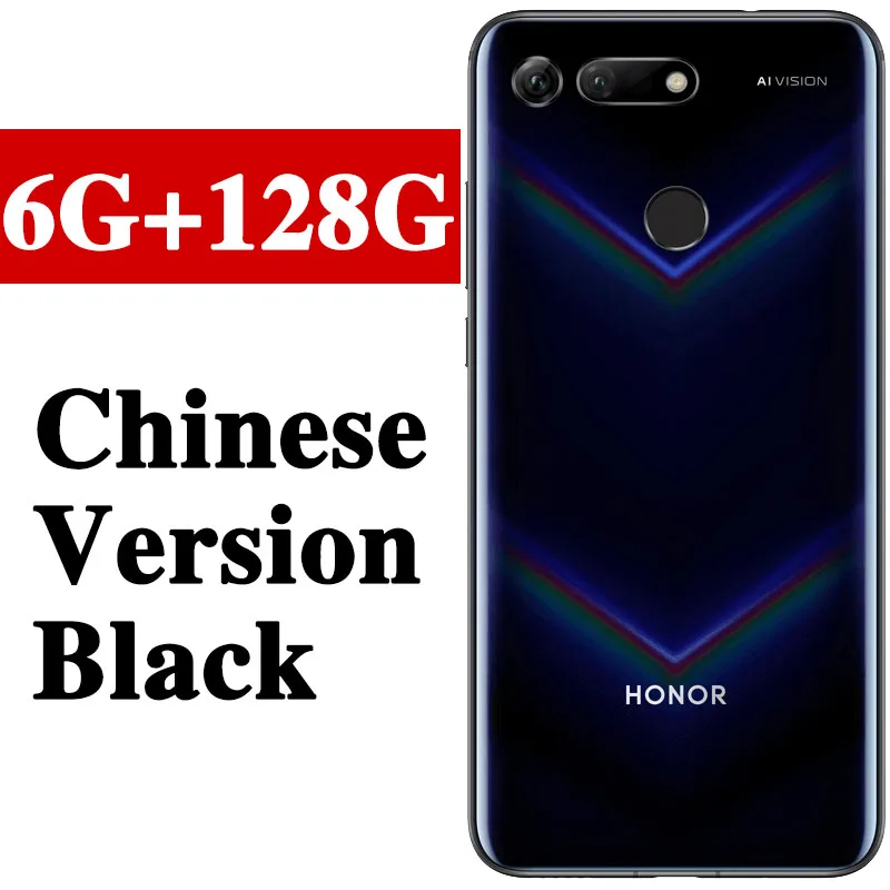 HONOR View 20, Honor V20, 6 ГБ, 128 ГБ, мобильный телефон, 6,4 дюймов, Kirin 980, четыре ядра, Android 9,0, NFC, 4000 мАч - Цвет: 6G 128G Black