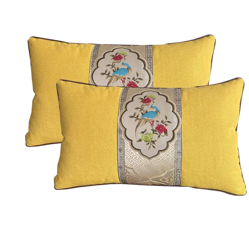 

Fyjafon 2pcs Pillowcase Jacquard 40x60 Back Cushion Cover Linen Lumbar Pillow Case Blue Yellow Cushion Cover Soft Pillow Case