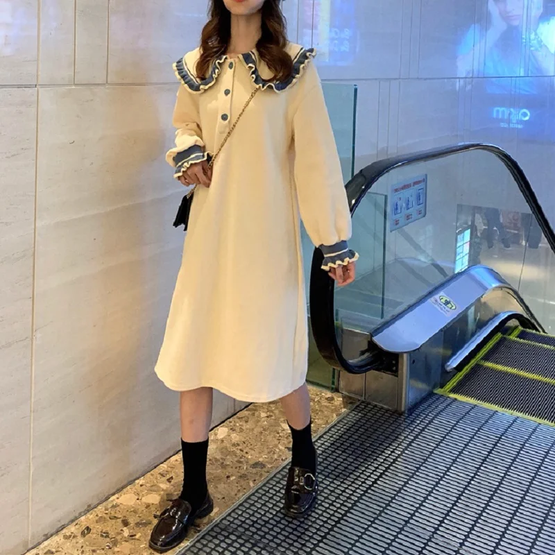

Autumn And Winter New Lovely Collar Casual Relaxed Lazy Dress