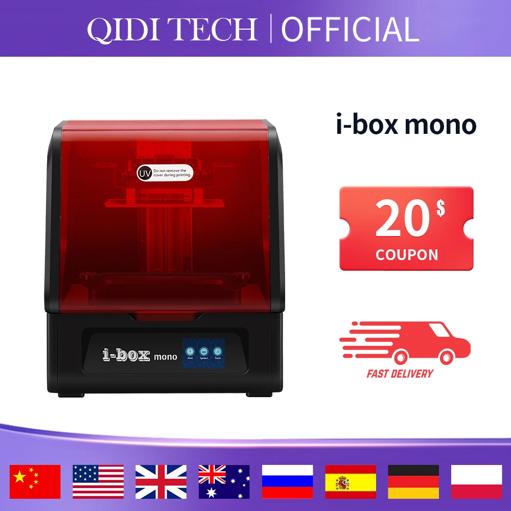 3D принтер QIDI TECH i Box UV Resin 4K ЖК дисплей 8 9 дюйма сенсорный экран 3 5 192*120*200 мм большой