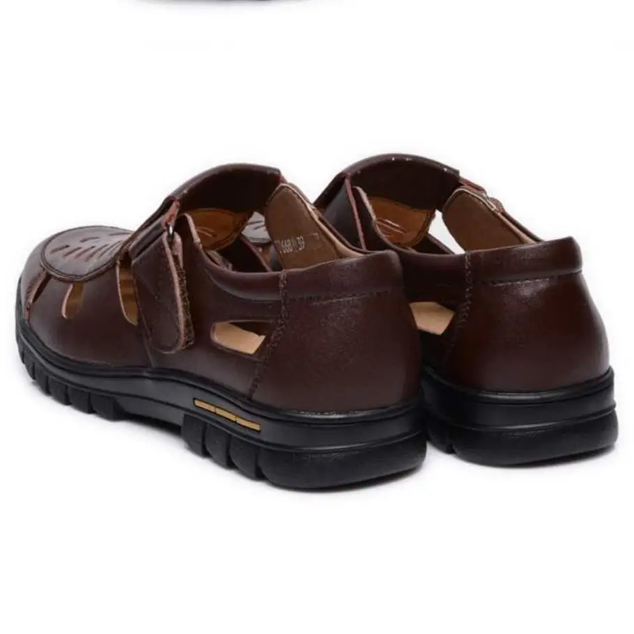 Мужские босоножки из натуральной кожи коричневые сандалии гладиаторы на