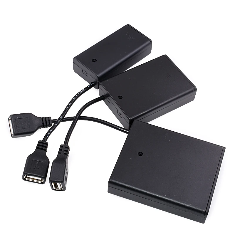 

20pcs/lot Portable 2x 3x 4x 1.5V AA Batteries Holder Cover USB Power Supply Battery Storage Box Case Shell For LED Strip Lights