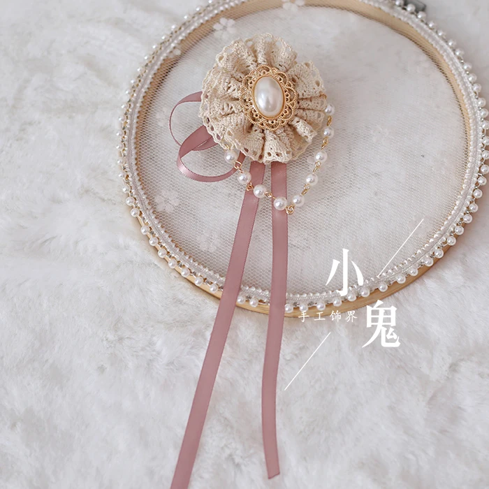 No. 2 bead chain Волосы "Лолита" повязка с бантиком кружевные боковые зажимы Sen Женская Шпилька Головные уборы Лолита ободок для головы гуманоид учительницы женщины - Цвет: No. 2 bead chain