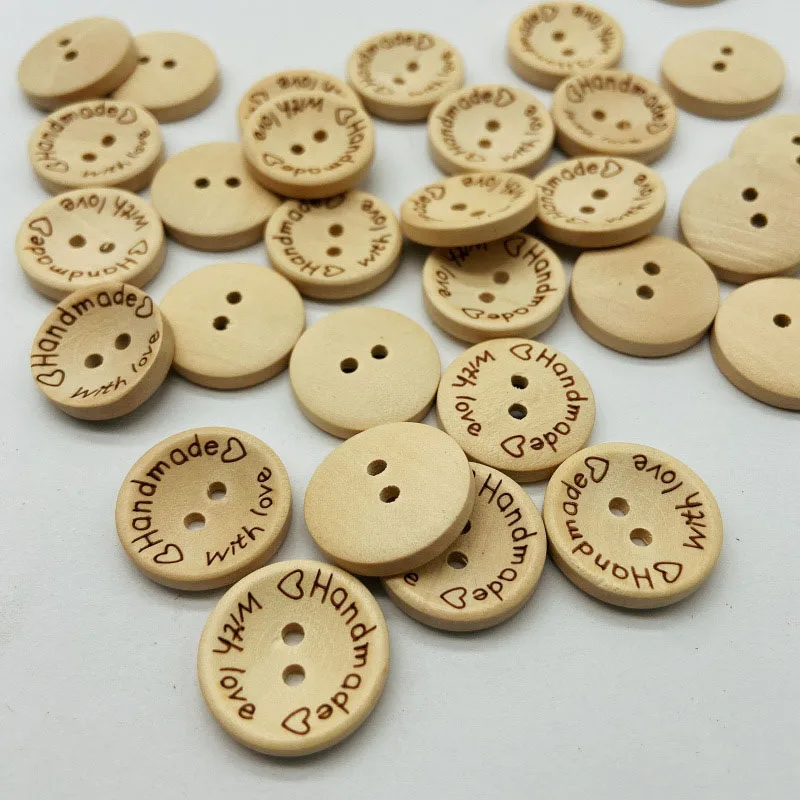

10pcs 15/20/25/30CMm Natural Color Wooden Buttons Handmade With Love Letter For Sewing Scrapbooking Clothing Accessories