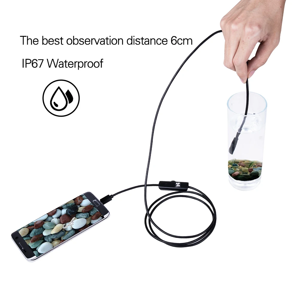 Мягкий кабель 8 мм объектив Мини камера Android OTG USB эндоскоп Водонепроницаемый 6 LED