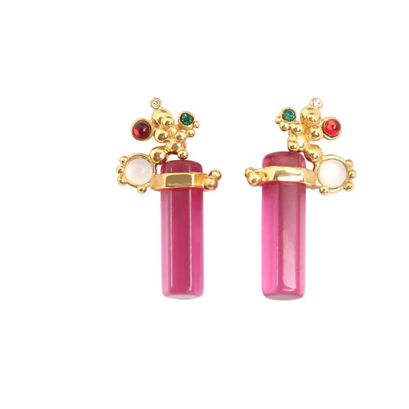 

European and American Style Personality Fashion Temperament Red Bubble Earrings Zircon Earrings S925 Silver Needle Stud Earrings