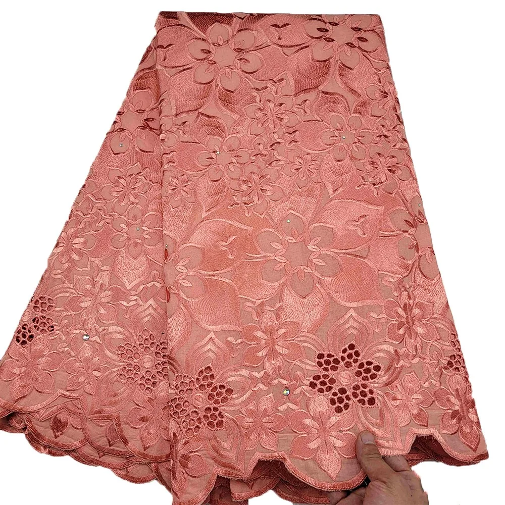 

Unique New African Dry Lace Fabric High Quality 100%Cotton Lace French Lace Fabric With Stones Swiss Voile Lace In Switzerland