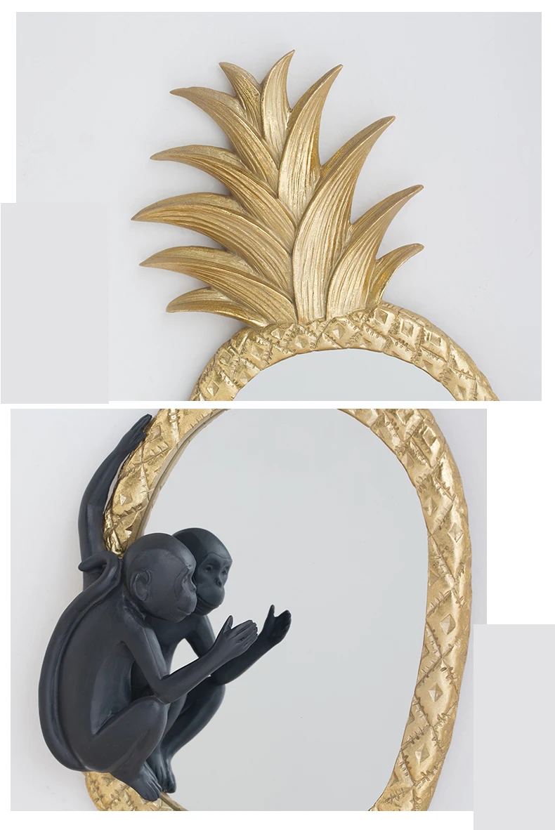 Зеркало для макияжа в виде обезьяны лазания на золотой ананас статуя спальни