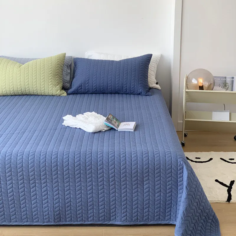 Super warm thicken Cotton Bedspread Solid Color Quilt Double Bed Covers sofa blanket Linen Quilted cubre cama | Дом и сад
