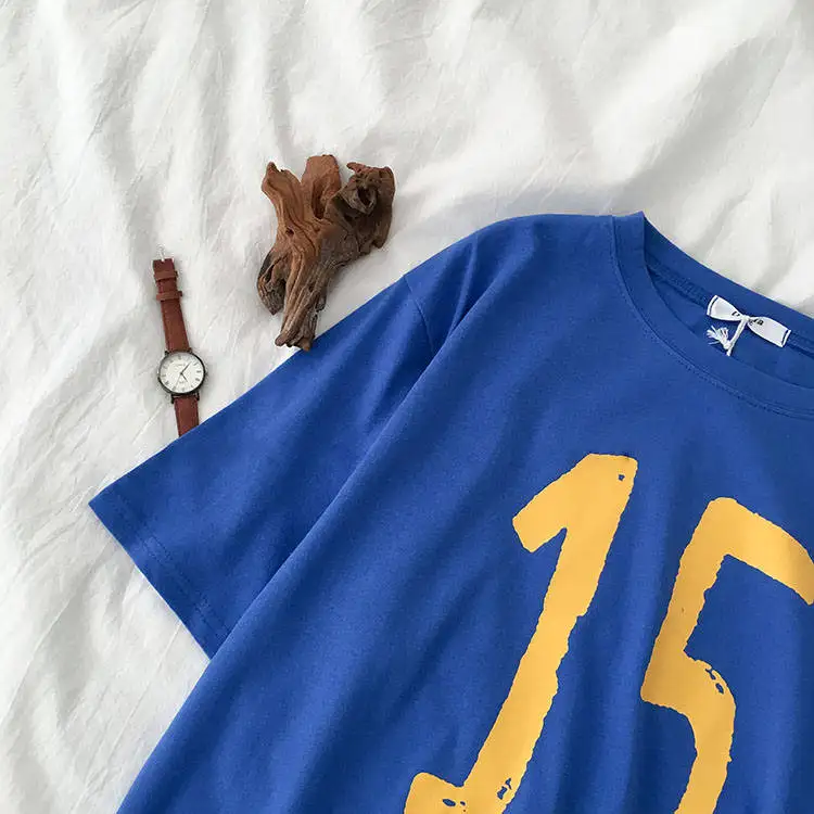 Новинка Лето 2020 футболка с коротким рукавом и принтом в Корейском стиле для