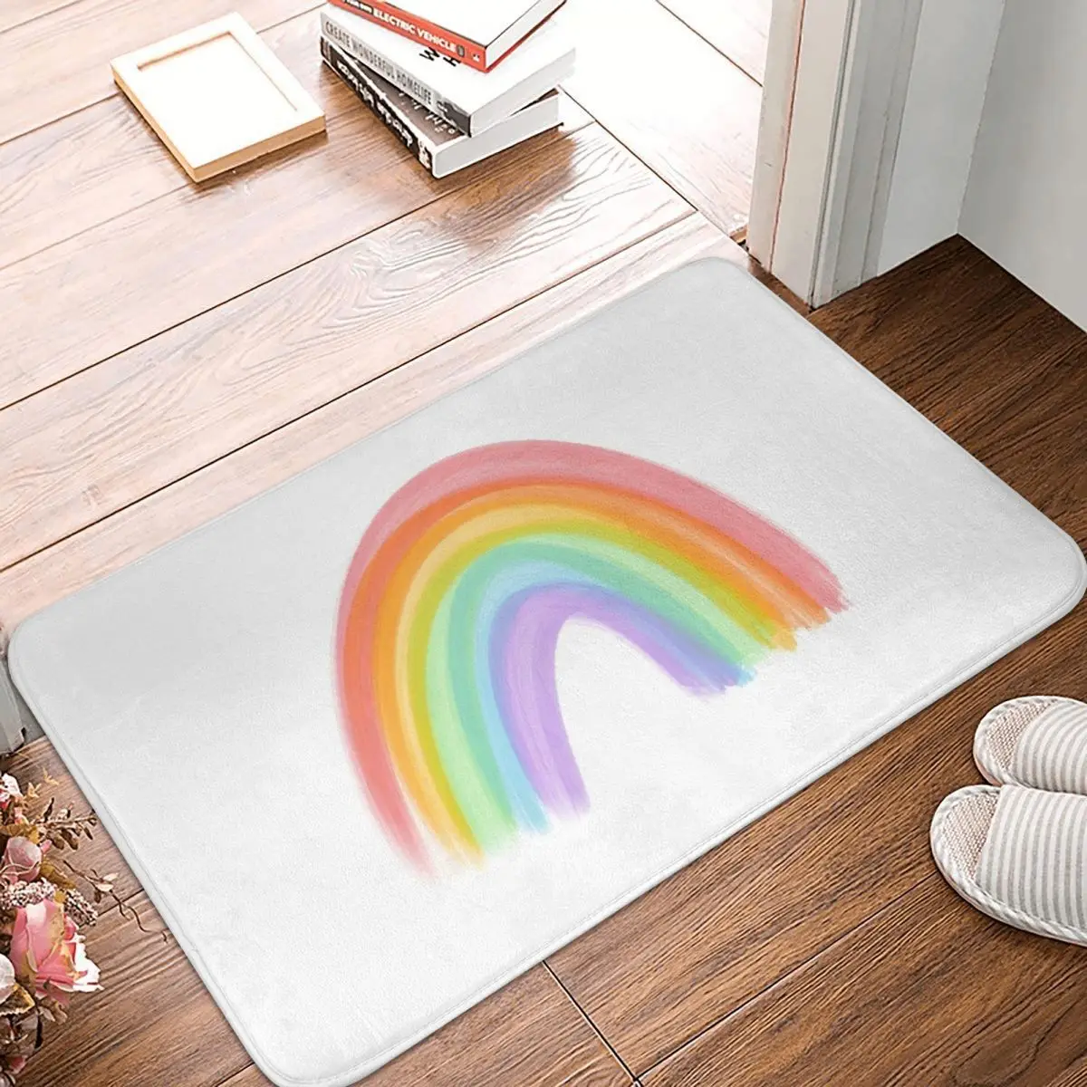 

Акварельный Радужный Придверный коврик, коврик, коврик из полиэстера и ПВХ, нескользящий напольный декор для ванной, кухни, спальни, 40*60