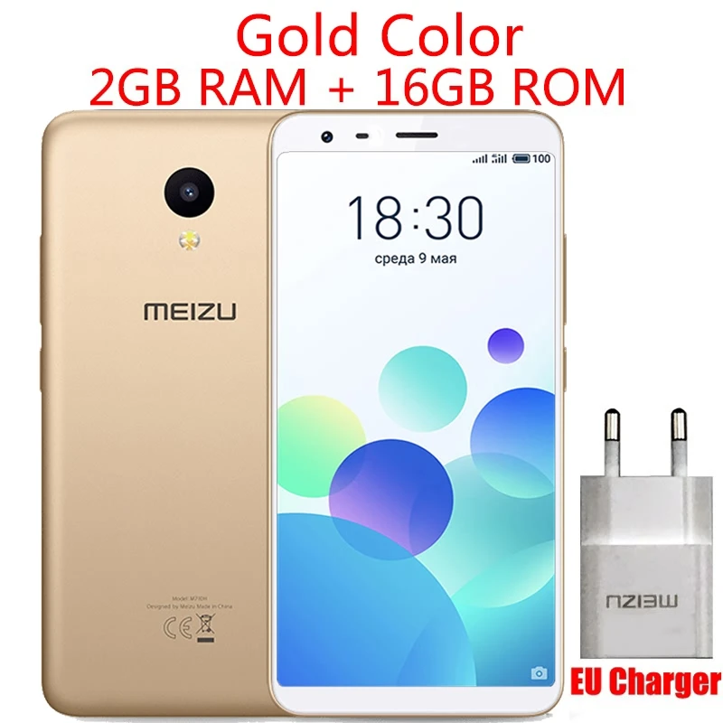 Meizu M8C, M8 C, 2 ГБ, 16 Гб ПЗУ, глобальная версия, M810H, смартфон, четыре ядра, 5,45 дюймов, 18:9, полный экран, камера МП - Цвет: Gold 2G 16G