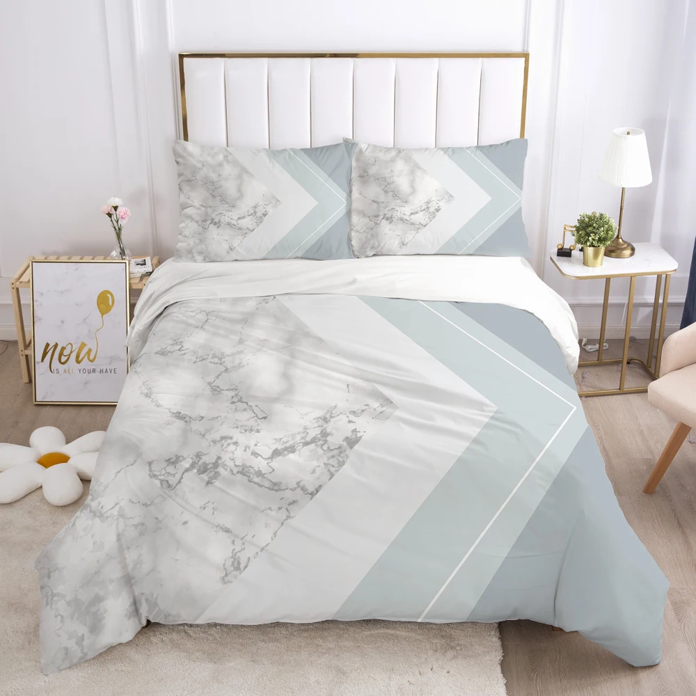 3D Bedding Set Comforter Duvet Cover Pillowcases Luxury Bed Linens Queen King Europe Russia Size Nordic Marble Geometry | Дом и сад