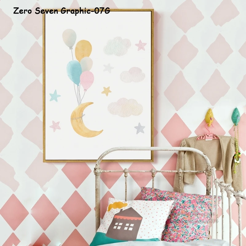 Картина на холсте печать плакат акварель мультфильм лес животные воздушный шар