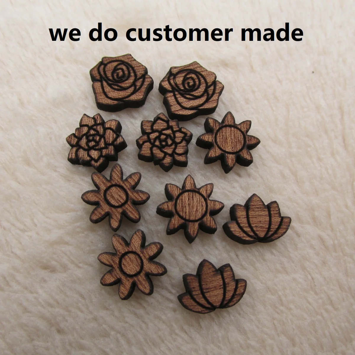 Необработанное дерево кабошон значок цветка лазерная гравировка для рукоделия