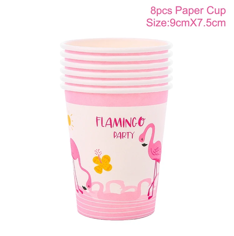 Paper cup FENGRISE бумага с Фламинго салфетки одноразовые партии посуда плиты Гавайи трубочки для питья на вечеринке бумажный стаканчик день рождения Алоха Гавайский - Цвет: Paper cup