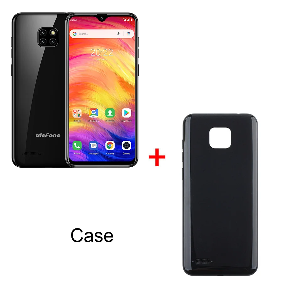 black N Case Ulefone Note 7 Android 9,0 6," экран капли воды смартфон 3500 мАч 19:9 четырехъядерный 1 ГБ ОЗУ 16 Гб ПЗУ WCDMA мобильный телефон - Цвет: black N Case