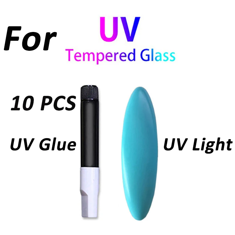 

10PCS UV Glue And UV Light For UV Tempered Glass Special Use For Mobile Phone Screen Protector 3D Full Coverage Protective Film