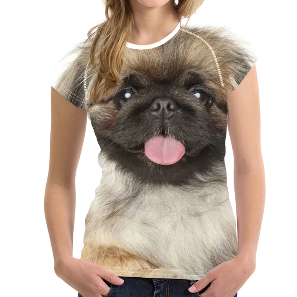 MOZOEYU Kawaii Pekingese Dog/с принтом на тему собак женские летние короткие футболки Harajuku