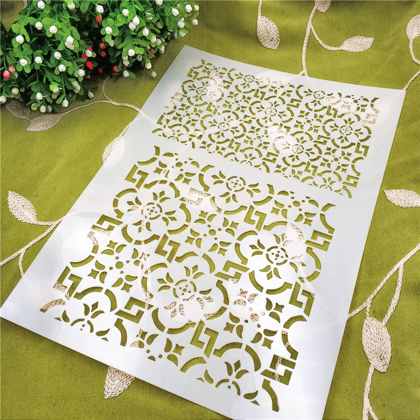 21*29.5 Ground grid scrapbook stencils spray plastic mold shield DIY cake hollow Embellishment printing lace ruler Easter | Дом и сад