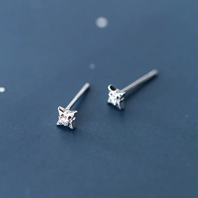 Женские сверкающие серьги гвоздики Trustdavis из стерлингового серебра 925 пробы с