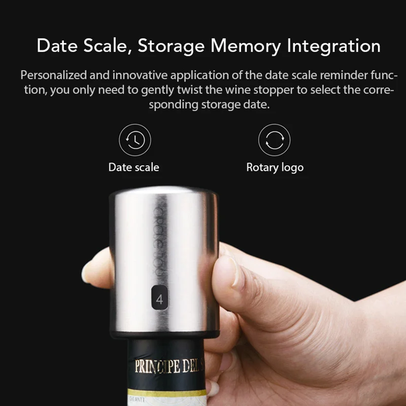 Круглая пробка для винной бутылки Joy с функцией вакуумной памяти из пищевой