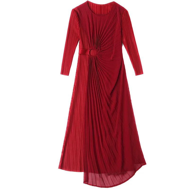 

Women Fashion New Temperament Dress 2020 Spring New Slim Pleated Dress