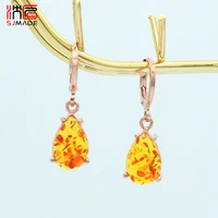 sjmade new water drop imitation ambers dangle earrings japan korean for women girls jewelry 585 rose gold anti allergy eardrop